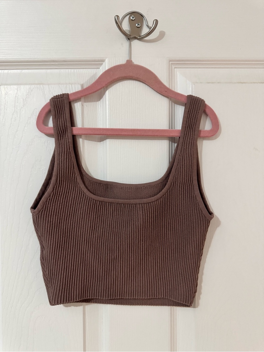 Aritzia Babaton Sculpt Knit Squareneck Cropped Top Mauve XS - Picture 7 of 7